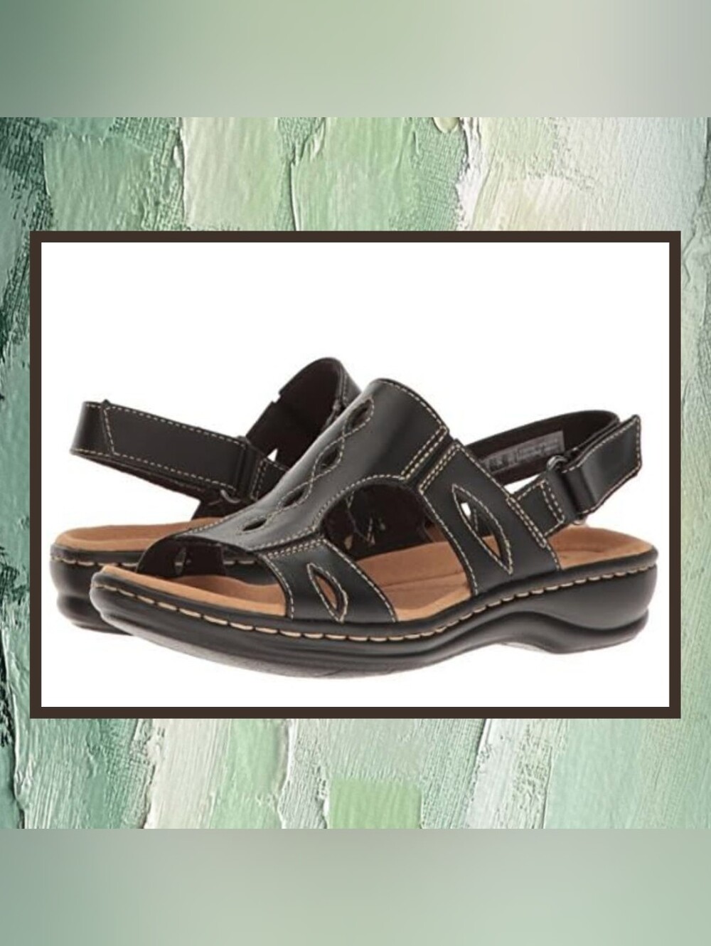Clarks Leisa Lakelyn Black Leather Open-Toe Cushion Comfort Slingback Sandals 8½